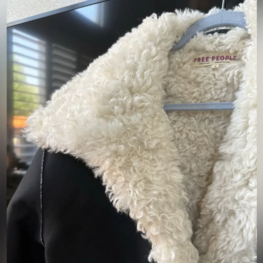 NWOT Free People Kiki Sherpa Vegan Leather Bomber Jacket - Picture 8 of 12